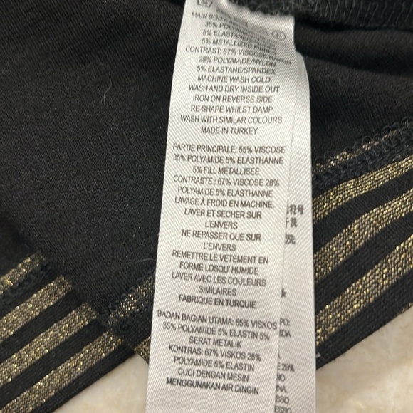 French Connection | Black & Gold Metallic Striped Full Mini Skirt‎ | Size 8 - Picture 6 of 9